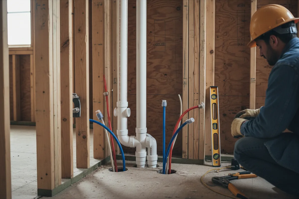 Drain and supply rough-in during Garbage Disposal Repair in Wharton
